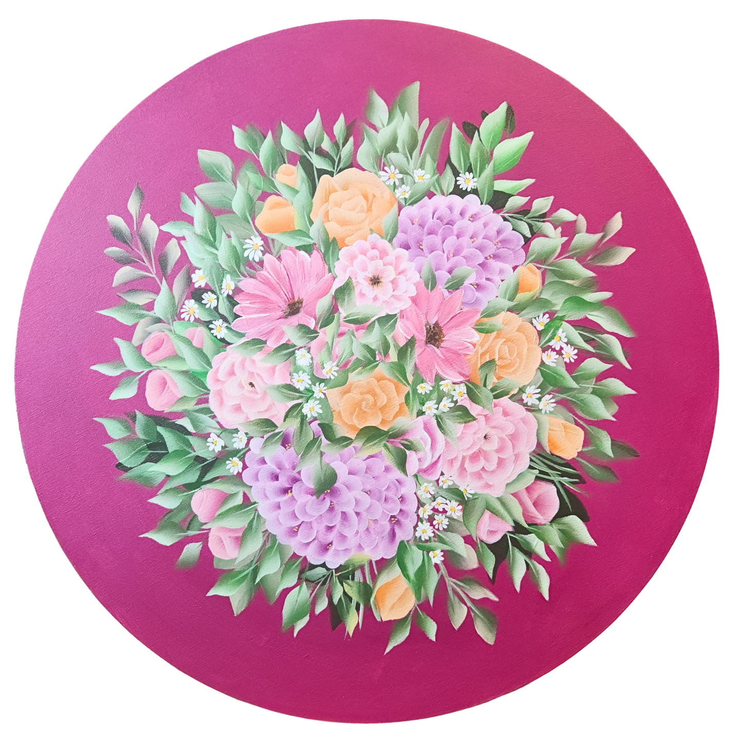 Canvas Round - Handpainted Original 50cm