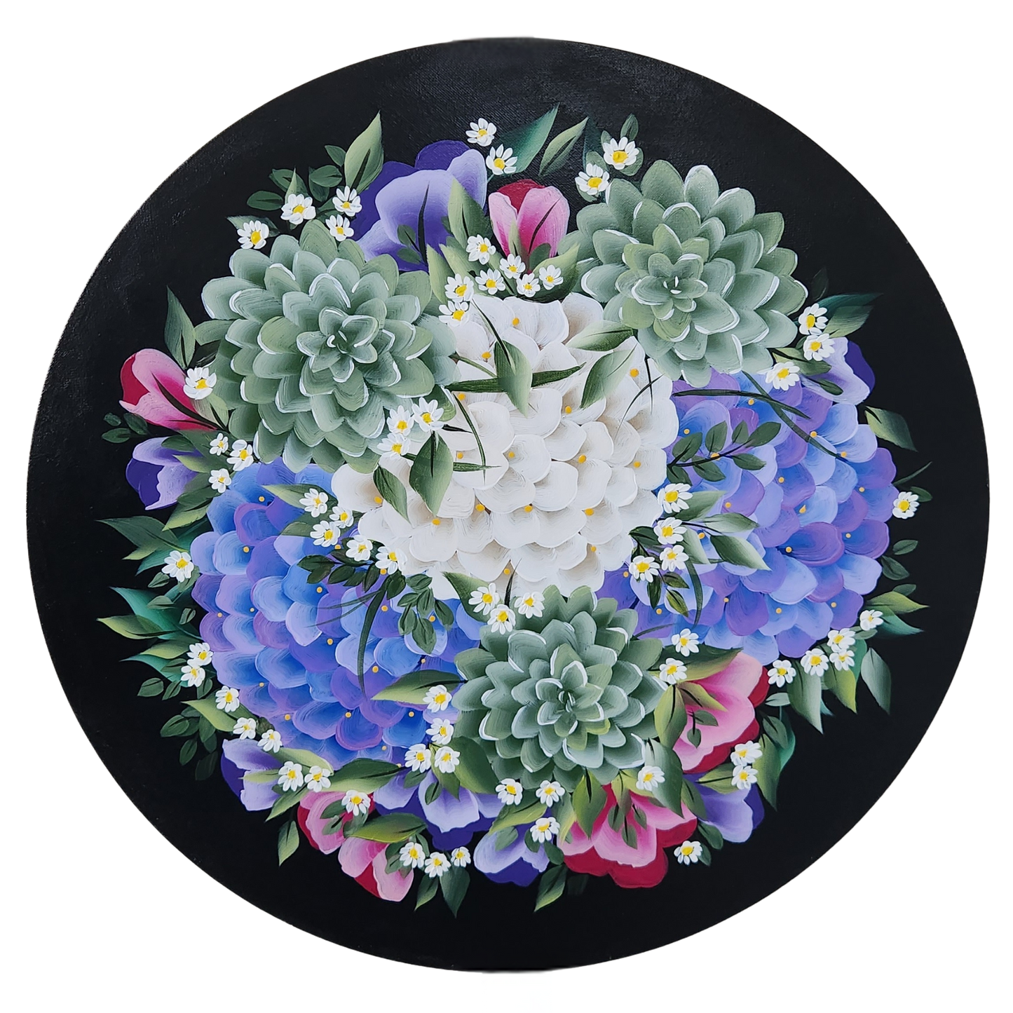 Canvas Round - Handpainted Original 50cm