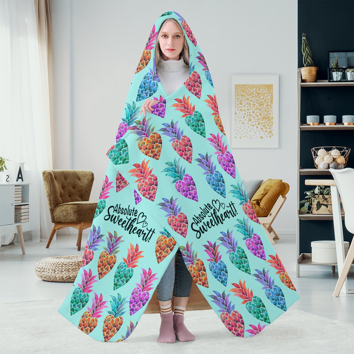 'Pineapple Snugs' Hooded Blanket in Mint - Love Those Blooms